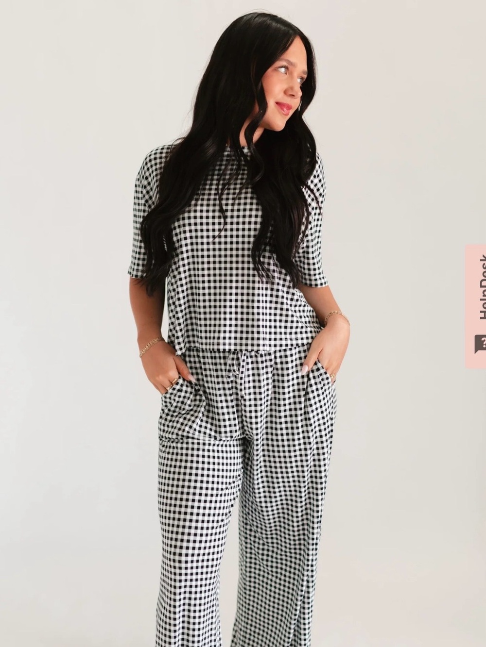 Silks Design black and white gingham short sleeve pj set